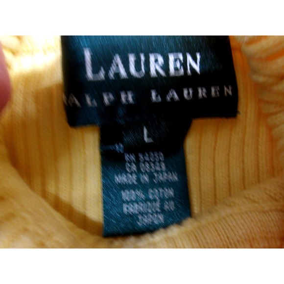 Lauren Ralph Lauren Yellow Ribbed Turtleneck Sweater Size L / #26170 - Picture 5 of 5